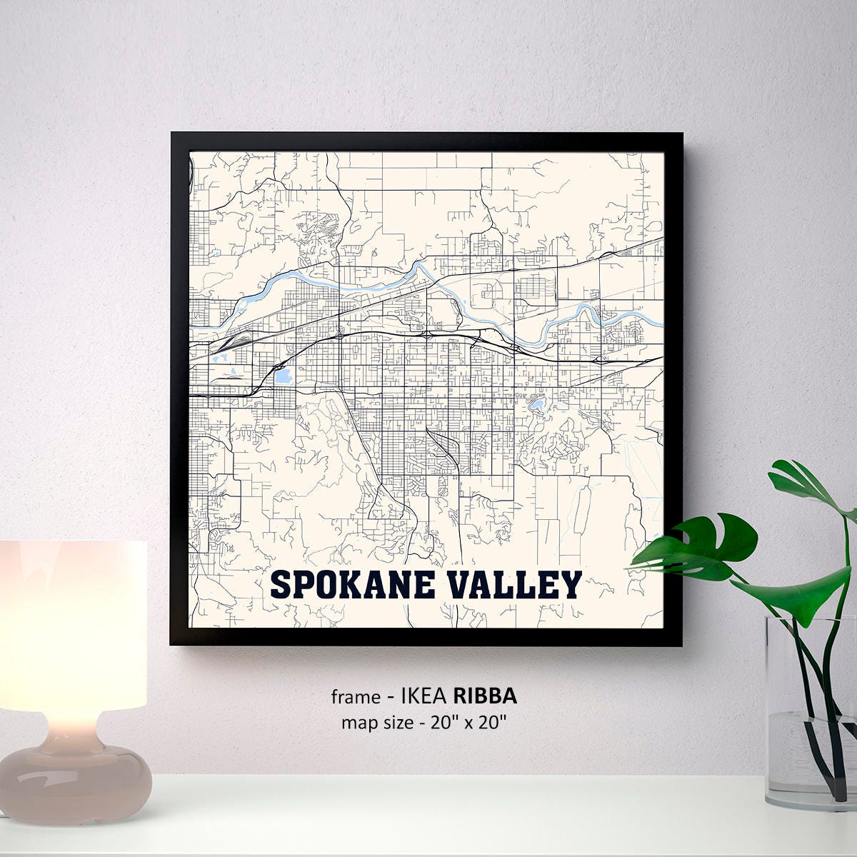 Spokane Valley Washington Map Print Spokane Valley Square Map