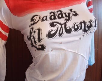 Daddys lil monster harley quinn shirt t shirt harley quinn cosplay harley quinn costume for kids harley quinn suicide squad painting puddin