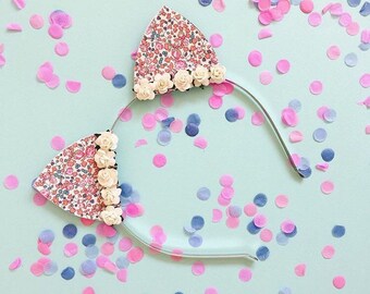 Liberty of London Cat Ears. Flower Headband. Floral Cat Ears. Festival Headband.