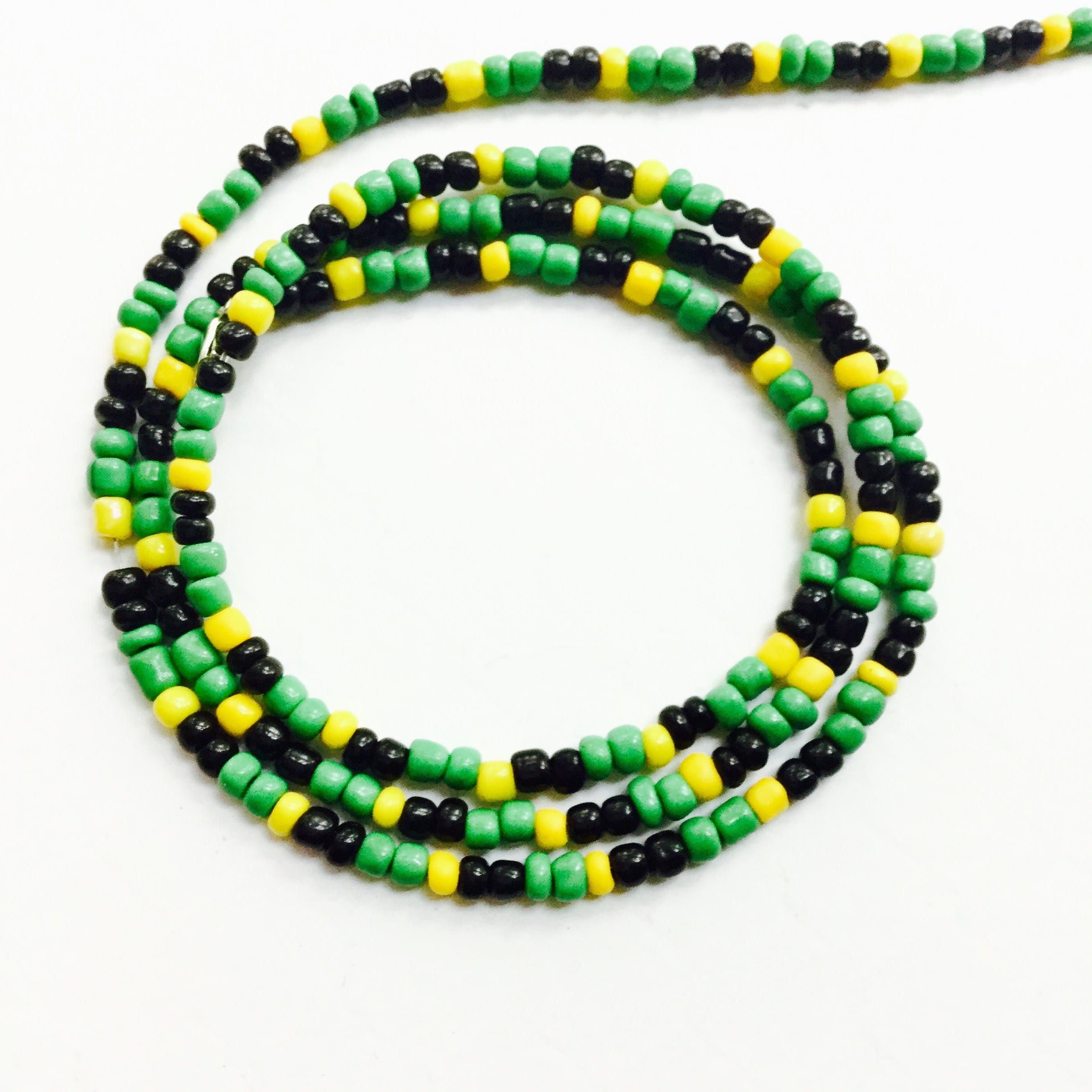 Green Black Yellow Jamaican Colored African Waist Beads