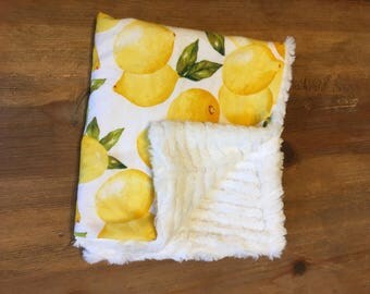 Minky and flannel anubhle blanket-lemons