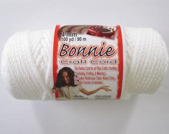Bonnie Macrame Craft Cord 4mm 100 Yards White