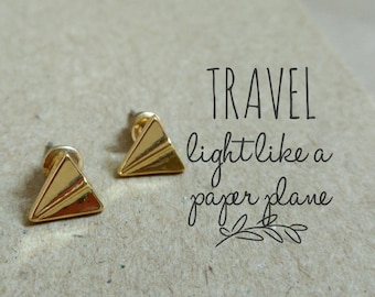 Origami Plane Earrings, Gold Paper Plane Earrings, Airplane Stud Earrings, Origami Airplane Earrings,Paper Plane Studs,Origami Stud Earrings