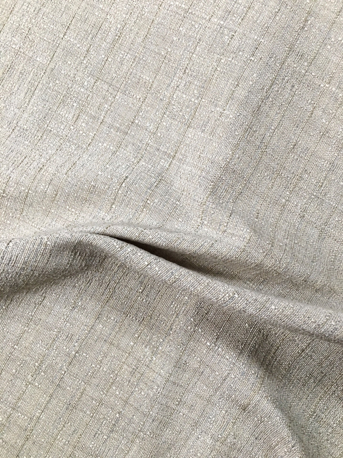 Silver Textured Linen Weave Fabric Eastern Accents