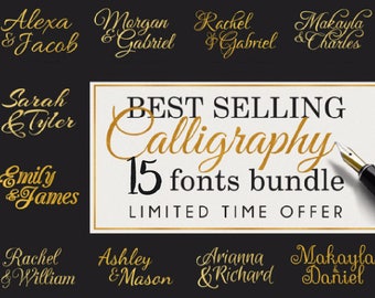 Best Selling Calligraphy Font 15 pack font bundle SVG Cursive Script Silhouette Cricut