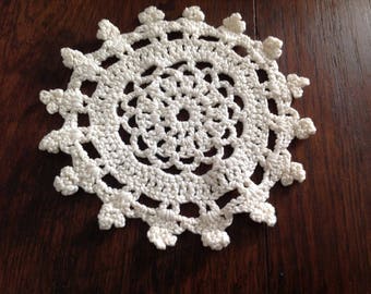 Old small round lace crochet doily