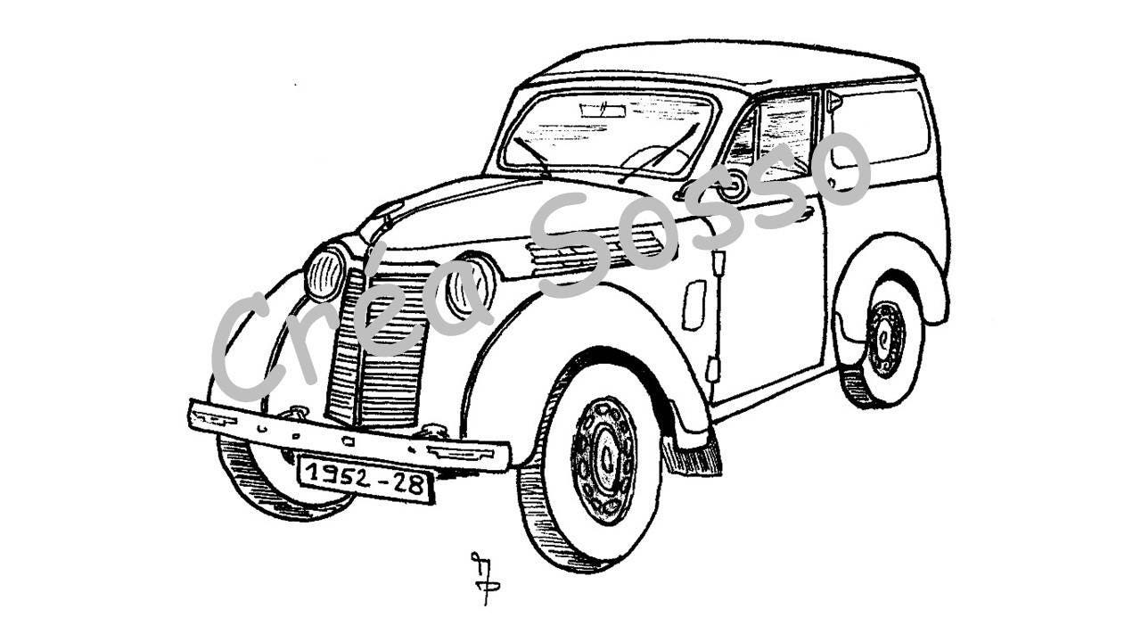 Porte-clès Dessin Voiture Ancienne Renault Juva 4 Porte-clès Dessin Voiture Ancienne Renault Juva 4