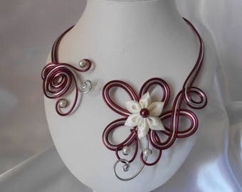 Bridal ivory and Burgundy ARIELLE