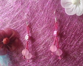 Pink dangle earrings