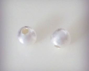 2 round beads & smooth 8 mm / Silver 925/1000