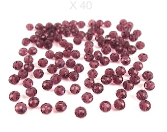 40 faceted 6 mm AMETHYST color glass beads