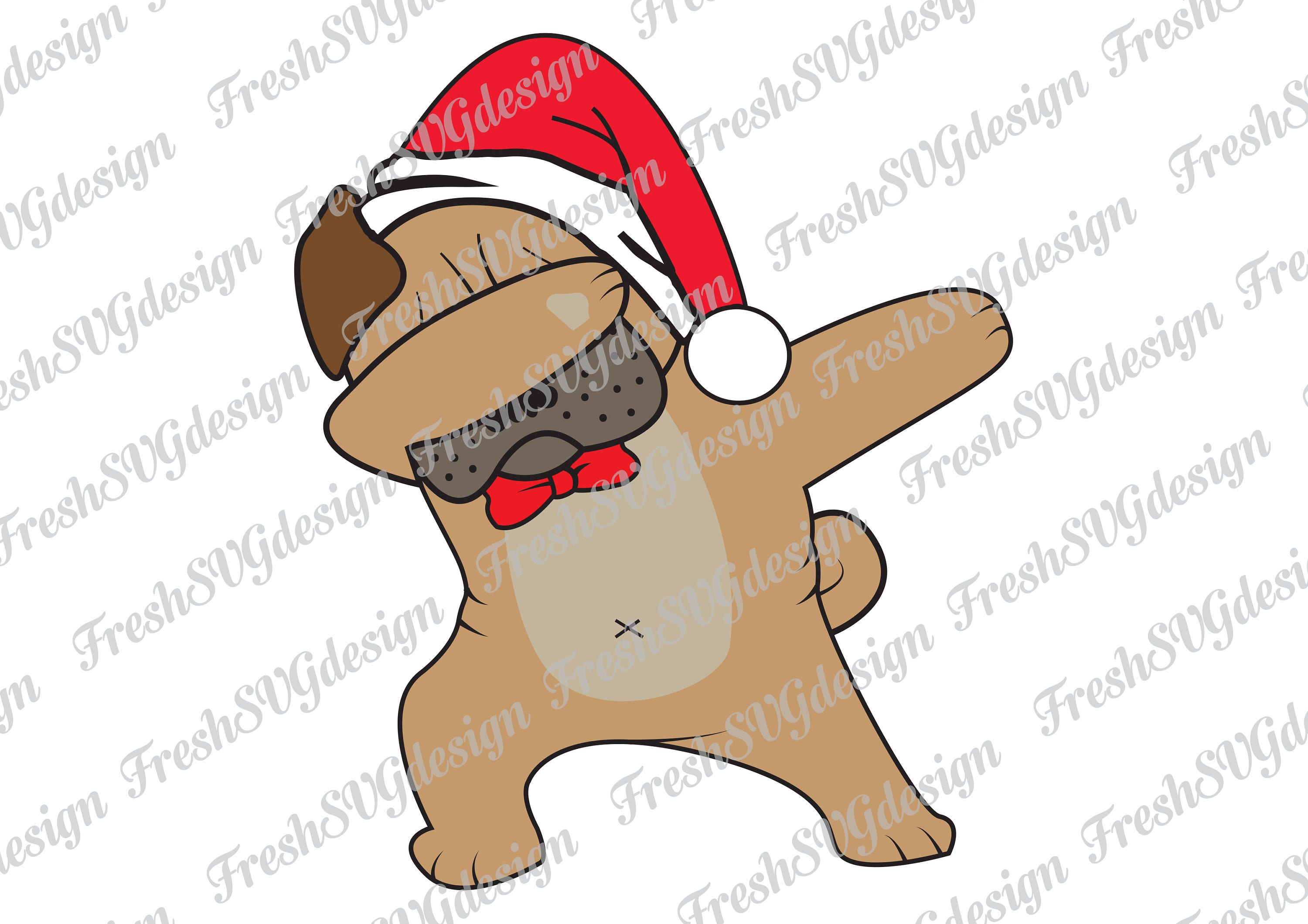 Christmas Dabbing Pug SVG Pug svg Files Santa Clipart Pug