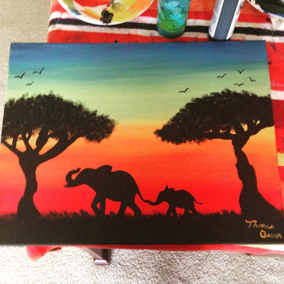 Items similar to Elephant painting on Etsy