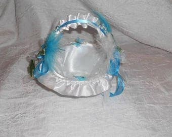 White and turquoise color procession basket