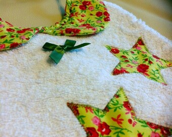 liberty baby bib with a collar Peter Pan very chic reversible anise