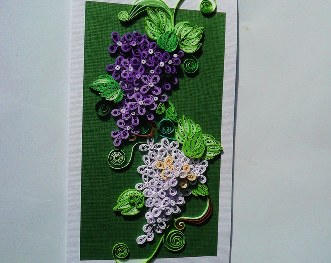 Lilac Quilling Card, Mother's Day Card,Happy Birthday Card, Greeting Card, Handmade Card, All occasions card, Wedding invitation card