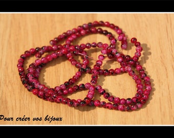 Set of 200 4mm pink speckled glass beads
