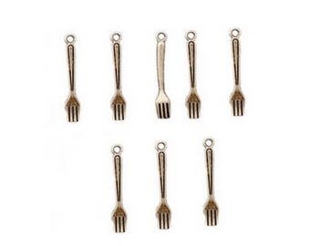 Set of 50 "forks", dangle silver 25mm