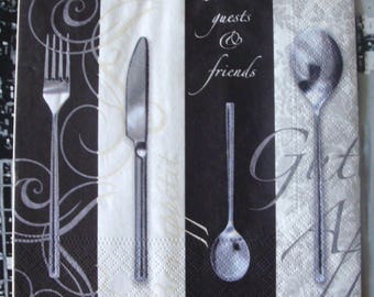 Napkin "Welcome guets & friends", 33 x 33, sold by 3, for collage