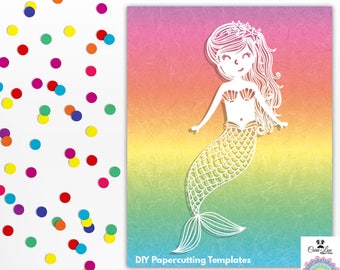 Bella The Mermaid DIY Papercutting Template - Commercial & Personal