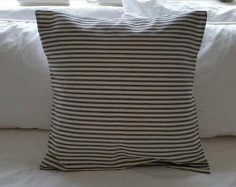 Natural linen look and blue stripe cushion cover