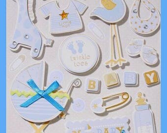X 13 stickers 3D baby boy from 1.5 to 7.2 cm - new