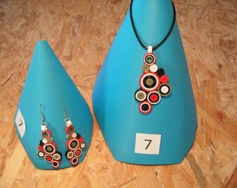 Red white black cluster jewelry set