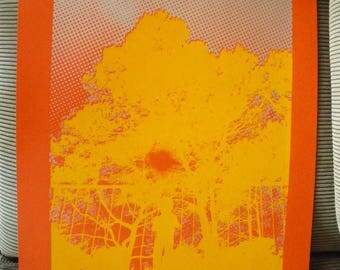 Craft(home-made) screenprinting 2 colors on canson ORANGE