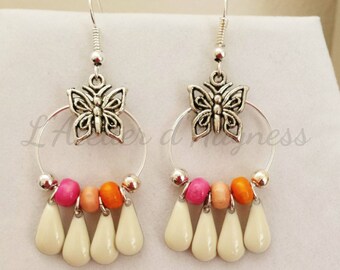Earrings hoop earrings silver metal butterflies