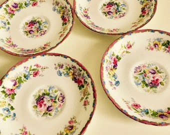 Royal Grafton China, saucers x4, Vintage Floral, Tea Set