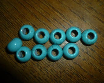 Set of 10 pearls in reconstituted turquoise