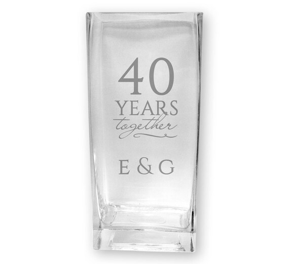 Personalised engraved ruby WEDDING ANNIVERSARY flower VASE 40
