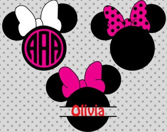 minnie SVG, dxf, png, eps, minnie cricut and silhouette cameo, bow svg, monogram svg, bow cricut, minnie clipart, minnie monogram