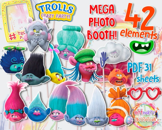 Troll Photo Booth Trolls Mask Troll Photo Props Troll Party