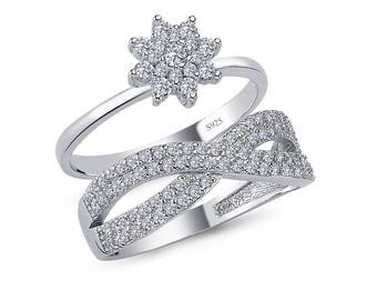 925 solid sterling silver round brilliant cut infinity design twin cz ring setcomfort fit - Infinity Wedding Ring Set 925 solid sterling silver round brilliant cut infinity design twin cz ring setcomfort fit - Infinity Wedding Ring Set