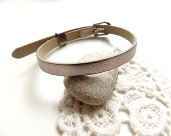 1 medium gray leather bracelet Brown 6mm