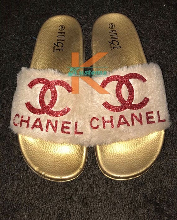 chanel olive green slides