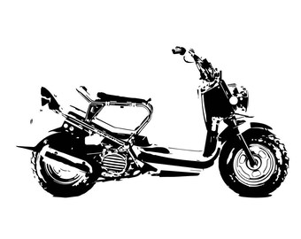 Honda Ruckus Scooter Side View BW Line Drawing Vector Vectorized Print Ultra High Quality Honda Ruckus Scooter Side View BW Line Drawing Vector Vectorized Print Ultra High Quality
