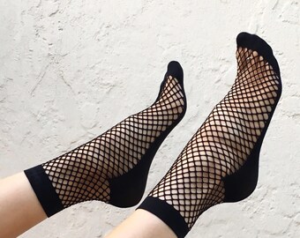 Black Fishnet ankle socks