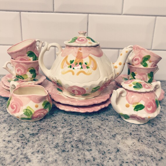 Unicorns & Roses tea set for little girls boho, personalized // child's sized Tea Set, Handpainted, Custom, Personalized Il_570xn