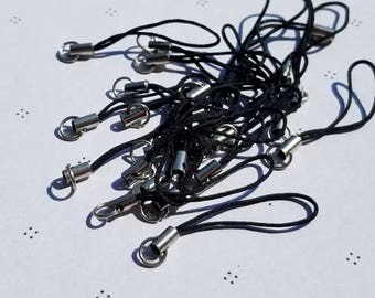 Cell phone strap black and silver (25)