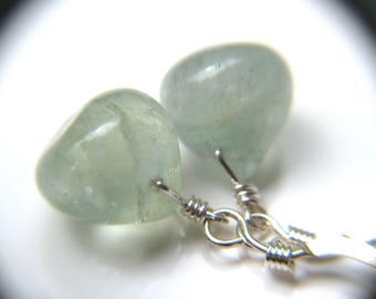 Blue Fluorite Earrings . Blue Gemstone Earrings . Sterling Silver Wire Wrapped Briolette Earring . Blue Teardrop Earring - Chakra Collection