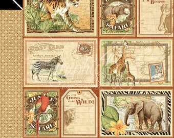 NOW ON SALE Graphic 45 Safari Adventure Jungle Expedition Scrapbook Paper
