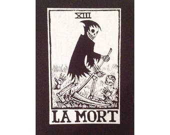 Patch - Large La Mort Death Tarot Black and White Large Patch - Large Punk Back Patch - Skeleton Patch - Occult Punk Patch - Sew On Patch