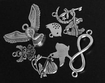 CLEARANCE Jewelry Charms 8 Silver 17mm to 62mm (1023chm17s1-1)