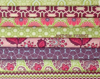 Joel Dewberry Heirloom cotton fabric fat quarter set of 10, Sapphire palette