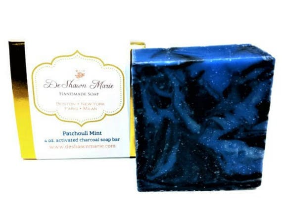 SALE SOAP - Patchouli Mint Soap, Vegan Soap, Cold Process Soap, Natural Soap, Activated Charcoal Soap, Christmas Gift, Father's Day Gift