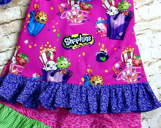 First Day of School Clothes - Little Girls Toddlers Outfit - Shopkins Birthday - Ruffle Shorts Set with Halter Top - sizes 6 months to 4T