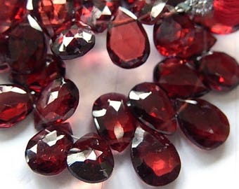 Garnet Gemstone. Semi Precious Gemstone Bead. Faceted Garnet Pear Briolette, 9mm. Your Choice. (53gn5)
