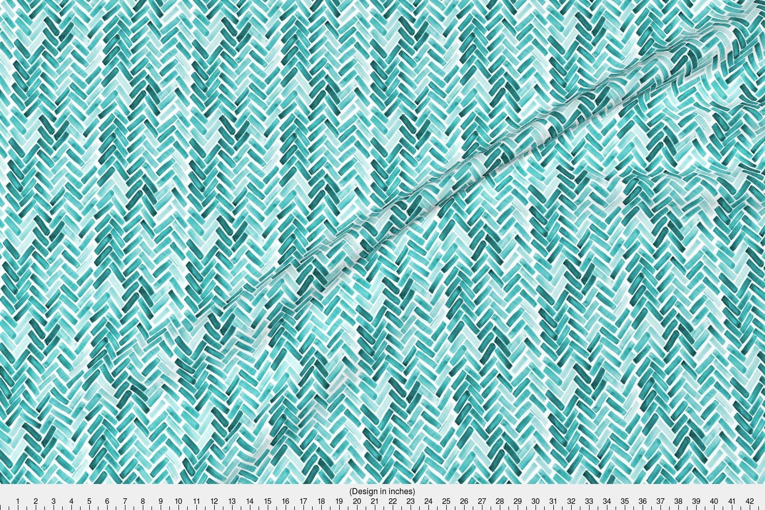 Mint Green Chevron Fabric Mint Herringbone Watercolor By Mrshervi